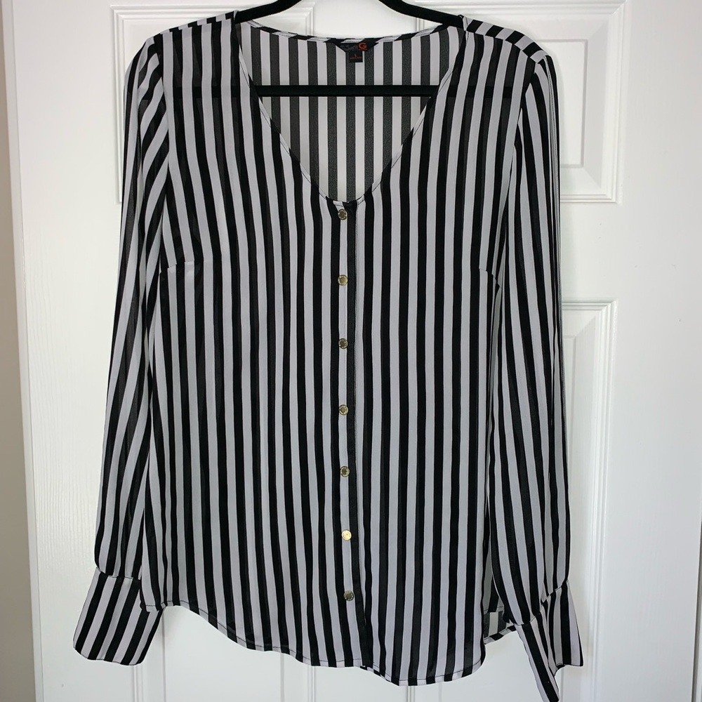 Black and White Striped Dress Shirt